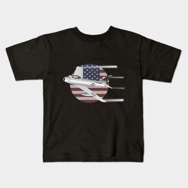 US Air Force F-86 Sabre Jet Fighter Kids T-Shirt by NorseTech